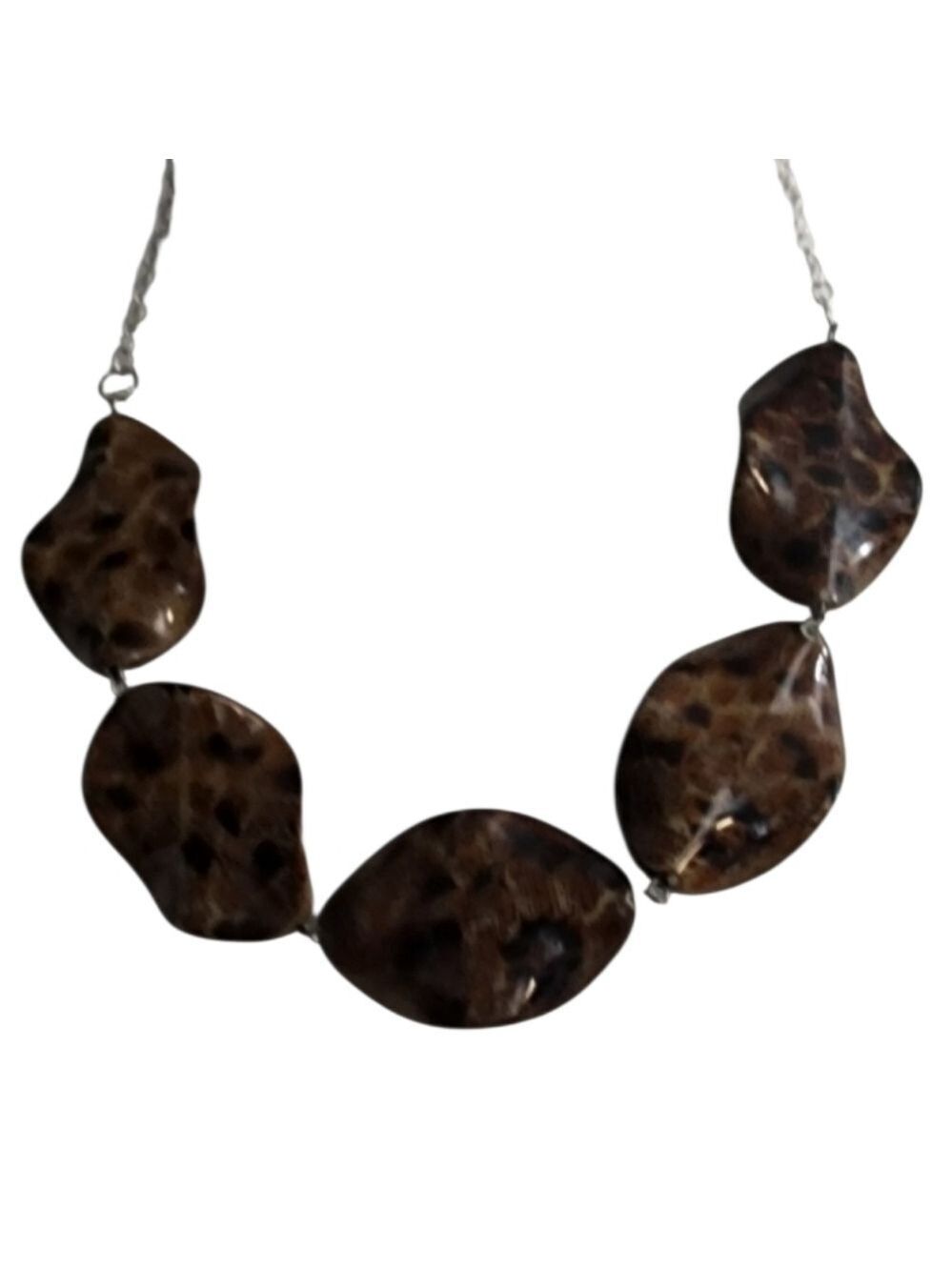 Brown Tortoiseshell Patterned Statement Necklace & Earring Set